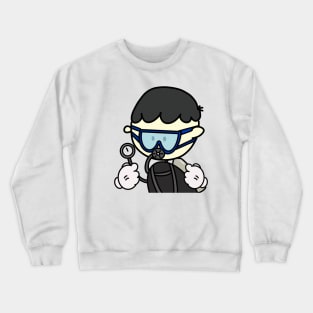 Ordinary Scuba Diving man, Minimal cartoon, plain cute design Crewneck Sweatshirt